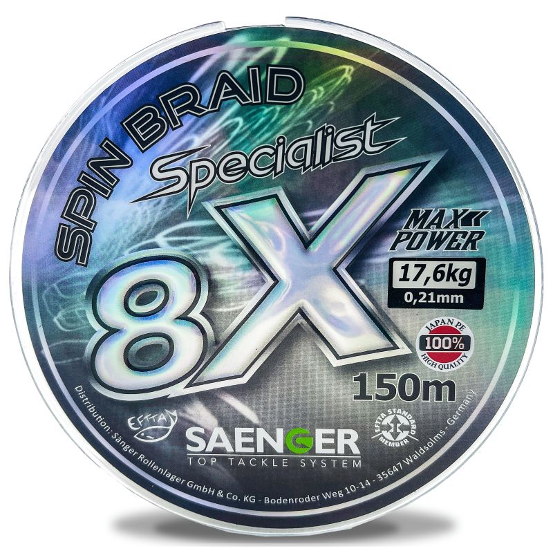 Saenger šňůra 8 X Specialist Spin Braid 150 m 0,10 mm černá