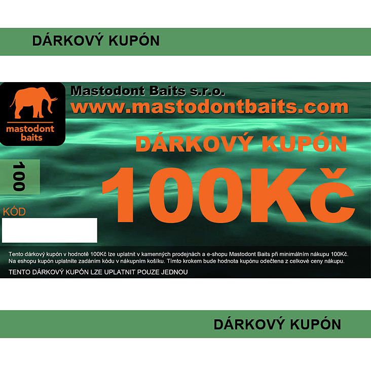 Mastodont Baits - dárkový poukaz 100kč Mastodont Baits s.r.o.