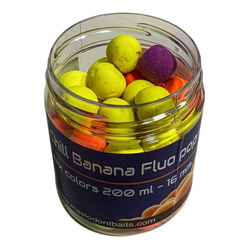 Mastodont Baits Fluo Pop-Up Boilies Chill Banana 16mm 200ml Mastodont Baits s.r.o.