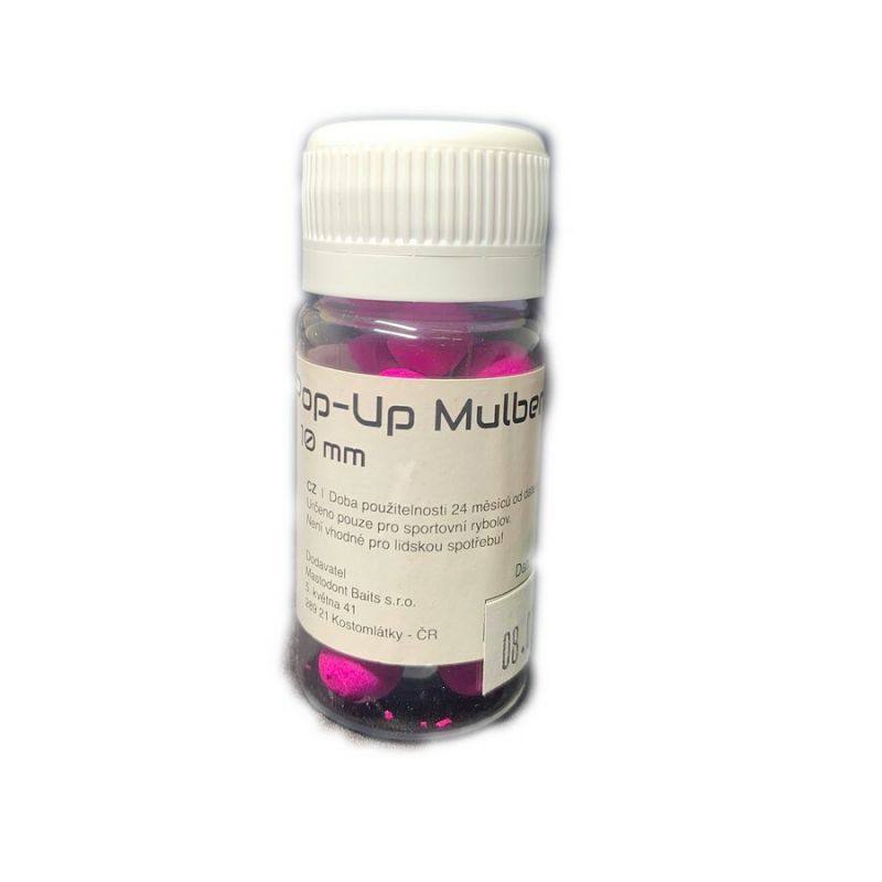 Mastodont Baits Fluo Pop-Up Boilies Mulberry 10mm 30ml Mastodont Baits s.r.o.