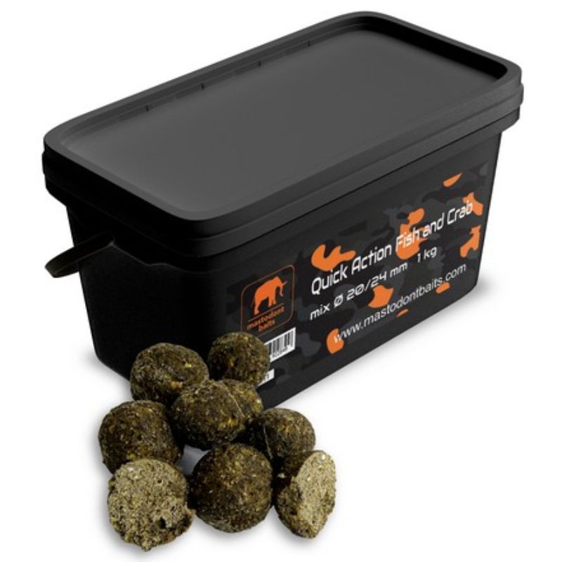 Mastodont Baits Boilies quick action Fish and Crab mix 1 kg 20/24 mm Mastodont Baits s.r.o.