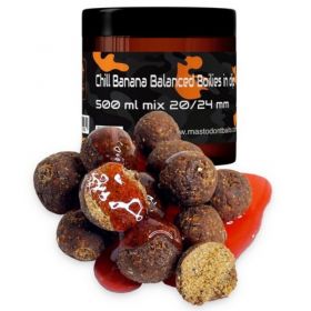 Mastodont Baits Chill Banana Balanced Boilies in dip 500ml mix 20/24mm Mastodont Baits s.r.o.