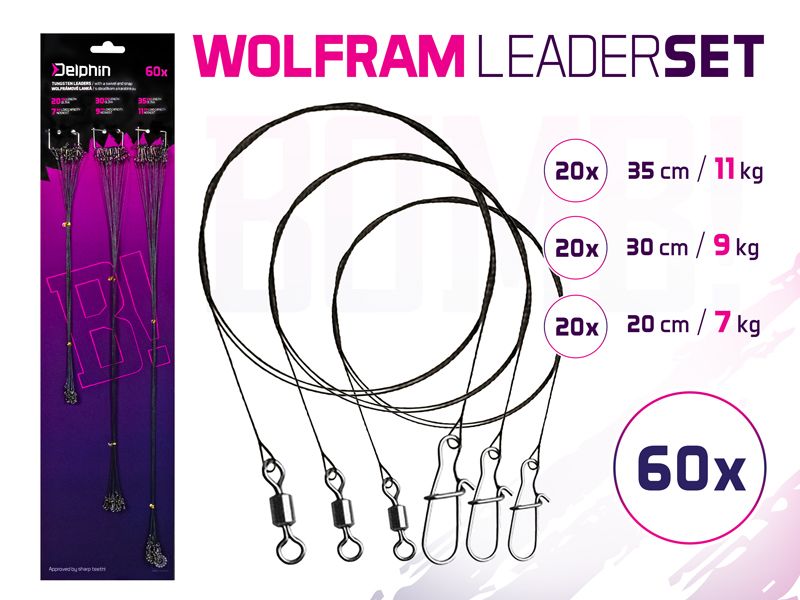 Set wolfrám. laniek BOMB! S obratl. a karabínkou DELPHIN