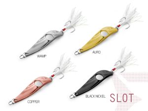 Plandavka Delphin SLOT | 15g AURO hook #4, 15g BLACK NICKEL hook #4, 15g COPPER hook #4, 20g AURO hook #4, 20g BLACK NICKEL hook #4, 20g COPPER hook #4, 20g WAMP hook #4