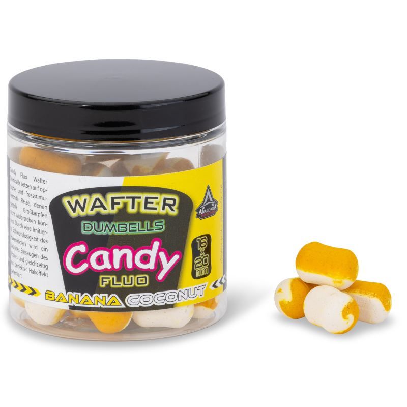 Anaconda wafter dumbells Candy fluo coconut-banana 20x24mm 90g Saenger