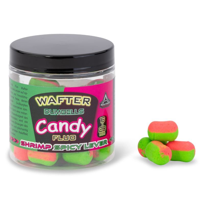 Anaconda wafter dumbells Candy fluo spicy lever-shrimp 20x24mm 90g Saenger