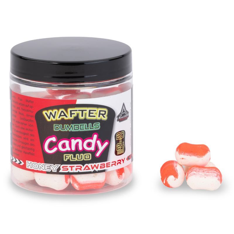 Anaconda wafter dumbells Candy fluo strawberry-honey 20x24mm 90g Saenger