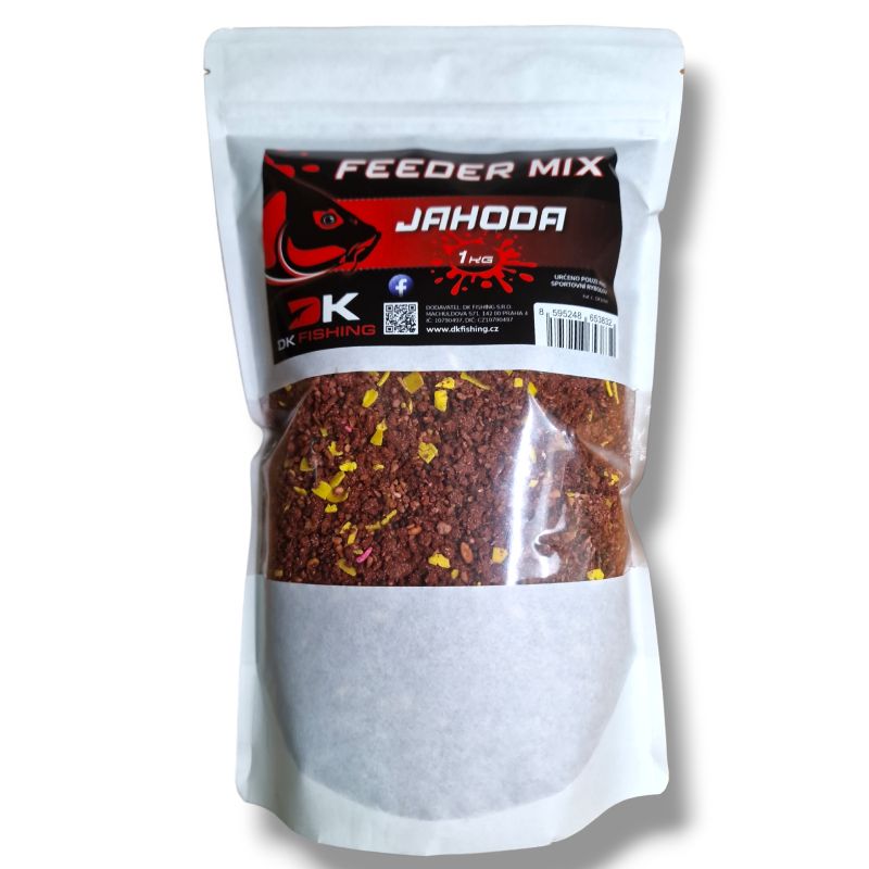 DK FISHING Feeder mix vlhčený jahoda 1kg