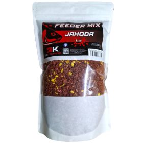 DK FISHING Feeder mix vlhčený jahoda 1kg