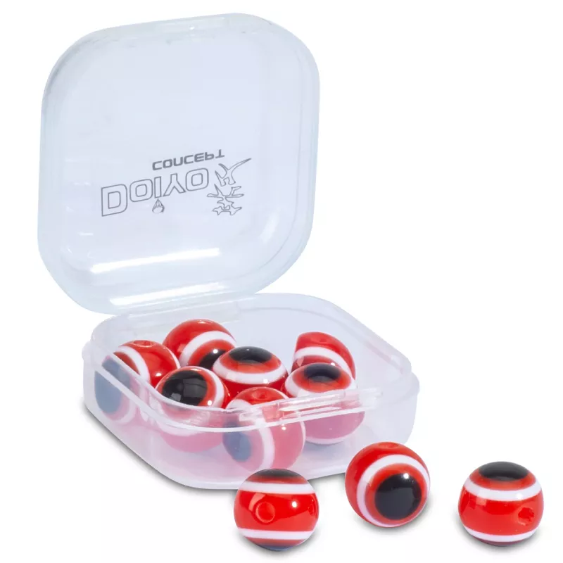 Doiyo skleněné korálky s okem Red 8mm 12ks Saenger