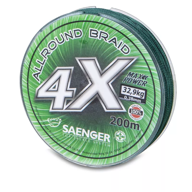 Saenger šňůra 4X Allround Braid 200m 0,45mm zelená