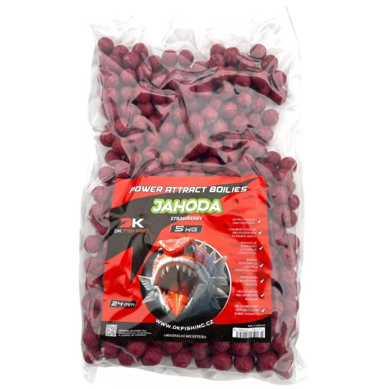 DK FISHING boilies Power Attract jahoda 5kg 24mm