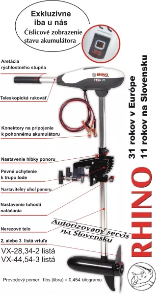Elektrický lodní motor Rhino VX 44 9925054 - Elektrický lodný motor Rhino VX