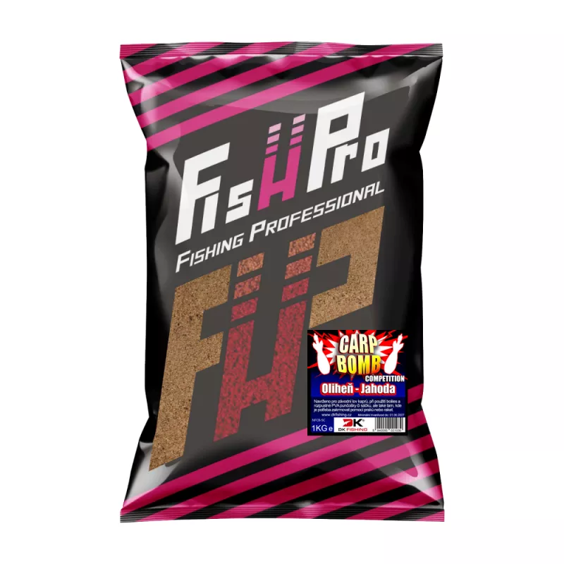 Fish Pro směs do krmné rakety Carp Bomb oliheň-jahoda 1kg
