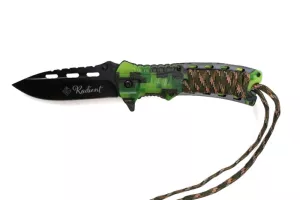 Nůž skládací Radient zelený maskáč 21,5cm + podpalovač