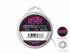 Oceľové lanko BOMB! s krimp. svorkami / 7 vlákien DELPHIN