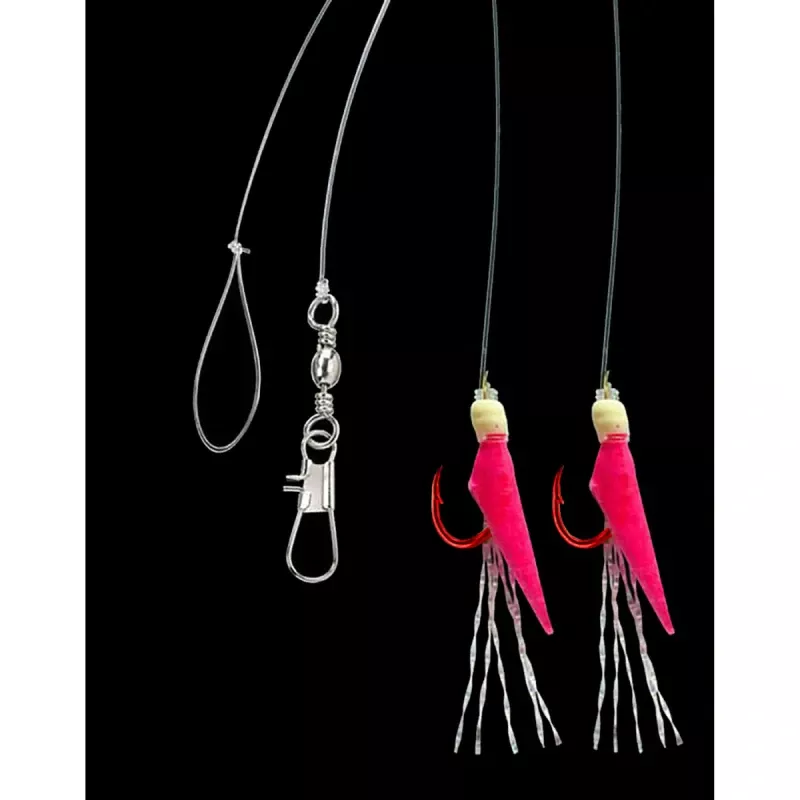 Aquantic návazec Real Skin Leader Rig 2 háčky velikost 10 délka 150cm pink Saenger