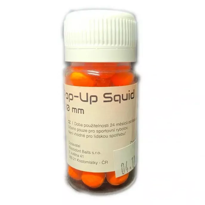 Mastodont Baits Fluo Pop-Up Boilies Squid 10mm 30ml Mastodont Baits s.r.o.