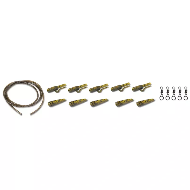 Anaconda sada klipů Safety Lead Clip 360° Flex Ring Swivel Kit Jungle zelená 5 setů