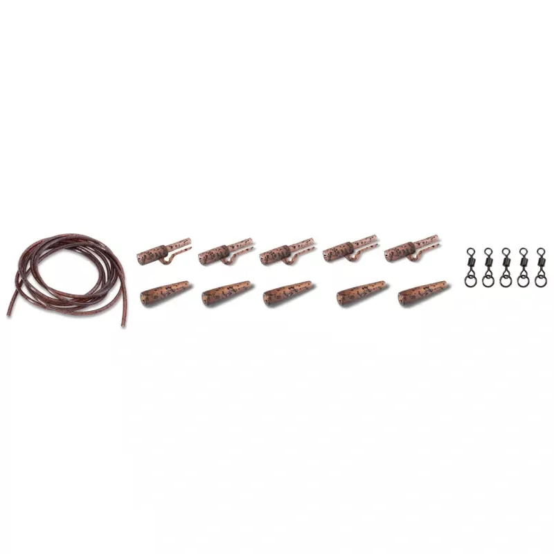 Anaconda sada klipů Safety Lead Clip 360° Flex Ring Swivel Kit Jungle hnědá 5 setů