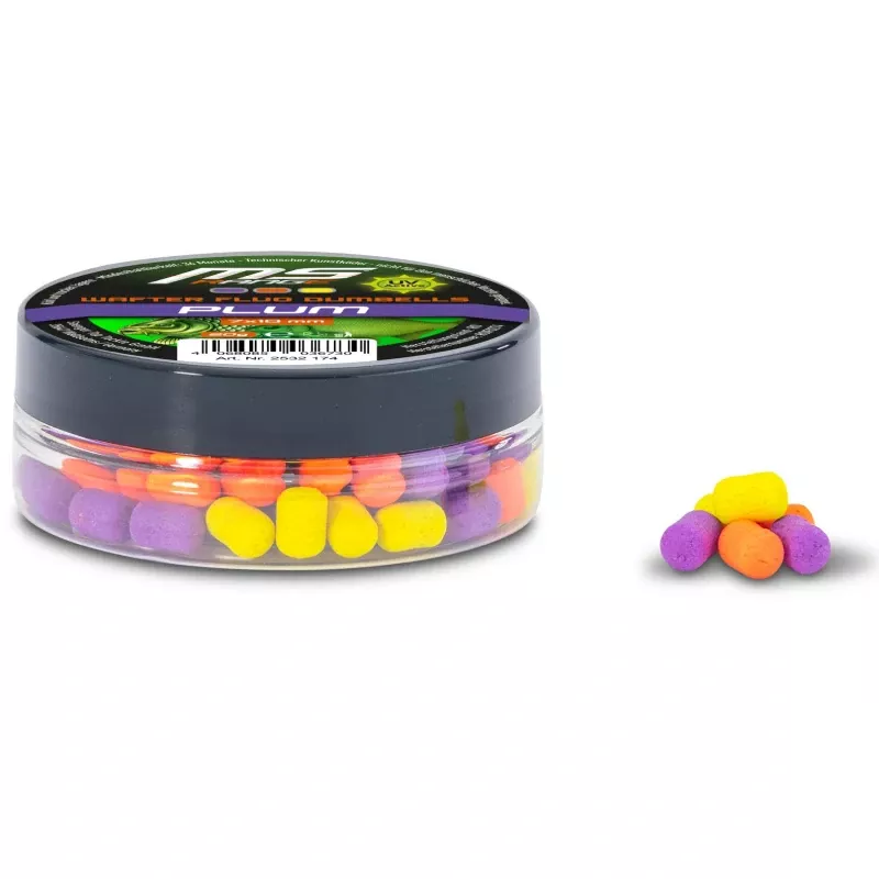MS Range wafters Fluo Dumbells 7x10mm 20g Plum Saenger