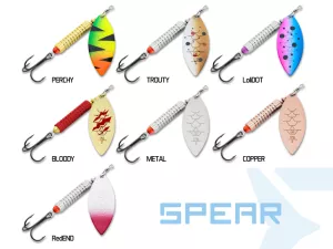 Rotačka Delphin SPEAR | 17g/Veľ.5/BLOODY, 17g/Veľ.5/COPPER, 17g/Veľ.5/LoliDOT, 17g/Veľ.5/METAL, 17g/Veľ.5/PERCHY, 17g/Veľ.5/RedEND, 17g/Veľ.5/TROUTY, 3g/Veľ.0/BLOODY, 3g/Veľ.0/COPPER, 3g/Veľ.0/LoliDOT, 3g/Veľ.0/METAL, 3g/Veľ.0/PERCHY, 3g/Veľ.0/TROUTY, 6,2g/Veľ.1/BLOODY, 6,2g/Veľ.1/COPPER, 6,2g/Veľ.1/LoliDOT, 6,2g/Veľ.1/METAL, 6,2g/Veľ.1/PERCHY, 6,2g/Veľ.1/RedEND, 6,2g/Veľ.1/TROUTY, 9,5g/Veľ.3/BLOODY, 9,5g/Veľ.3/COPPER, 9,5g/Veľ.3/LoliDOT, 9,5g/Veľ.3/METAL, 9,5g/Veľ.3/PERCHY, 9,5g/Veľ.3/RedEND, 9,5g/Veľ.3/TROUTY
