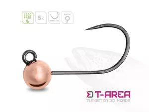 Volfrámový jig Delphin T-AREA BL / 5ks | medený/4,6mm/0,9g/#6, medený/5,5mm/1,5g/#4, medený/6,4mm/2,2g/#4