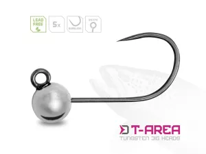 Volfrámový jig Delphin T-AREA BL / 5ks | strieborný/4,6mm/0,9g/#6, strieborný/5,5mm/1,5g/#4, strieborný/6,4mm/2,2g/#4