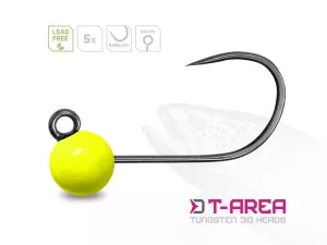 Volfrámový jig Delphin T-AREA BL / 5ks | fluo žltý /4,6mm/0,9g/#6, fluo žltý /5,5mm/1,5g/#4, fluo žltý /6,4mm/2,2g/#4