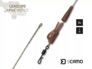 Nadväzec Delphin sCAMO Leadcore + PinC WOODZ / 3ks
