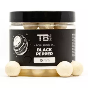 TB Baits Plovoucí Boilie Pop-Up White Black Pepper + NHDC 65 g | 12 mm, 16 mm