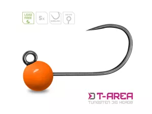 Volfrámový jig Delphin T-AREA BL / 5ks | fluo oranžový/4,6mm/0,9g/#6