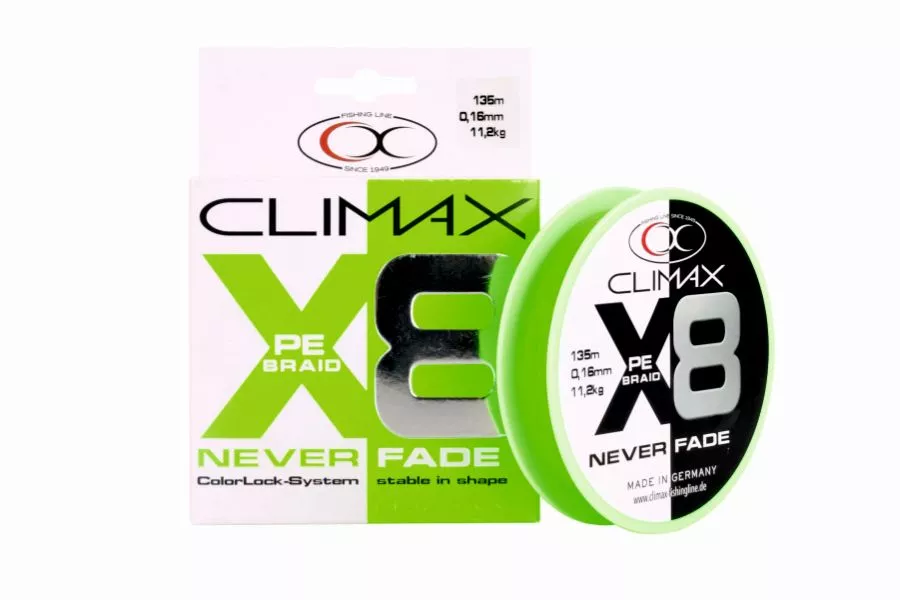 Šňůra Climax Never Fade 8x vláken zelená 135m 0,14mm