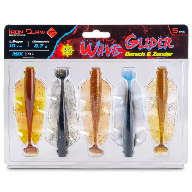 Iron Claw nástraha Wave Glider Mix Kit 2 Barsch & Zander 10cm 8,7g 5ks