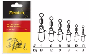 Rolling swivel with micro snap /10ks | 10/8kg, 6/12kg
