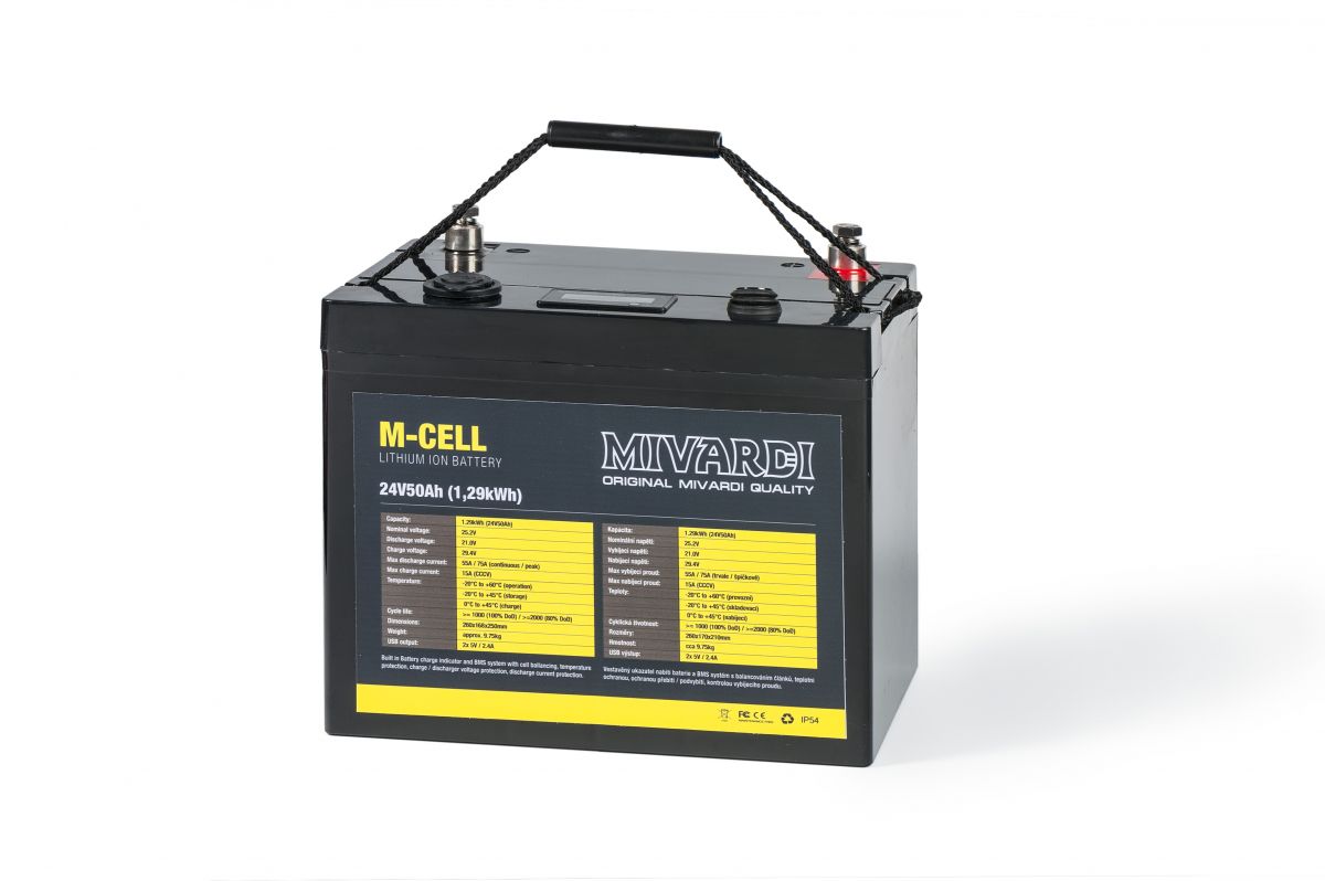 Lithiová baterie M-CELL 24V 50Ah + 10A nabíječka