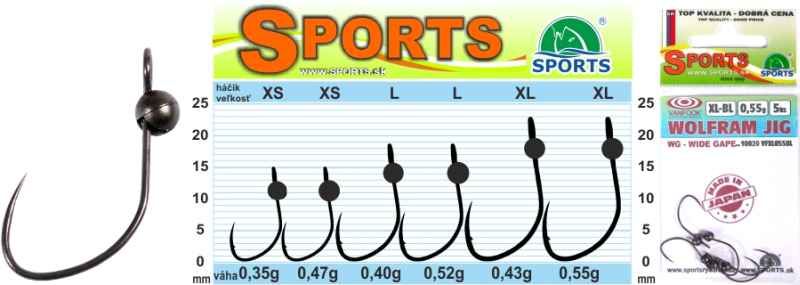 Vanfook Wolfram JIG WG BL bez proti hrotu 5ks XL-0,43g