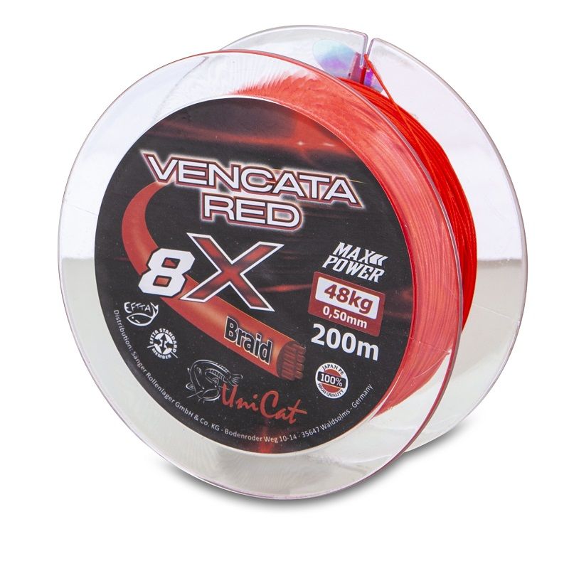 Uni Cat šňůra 8 X Vencata Red 0,37mm, 200 m, 34 kg Saenger