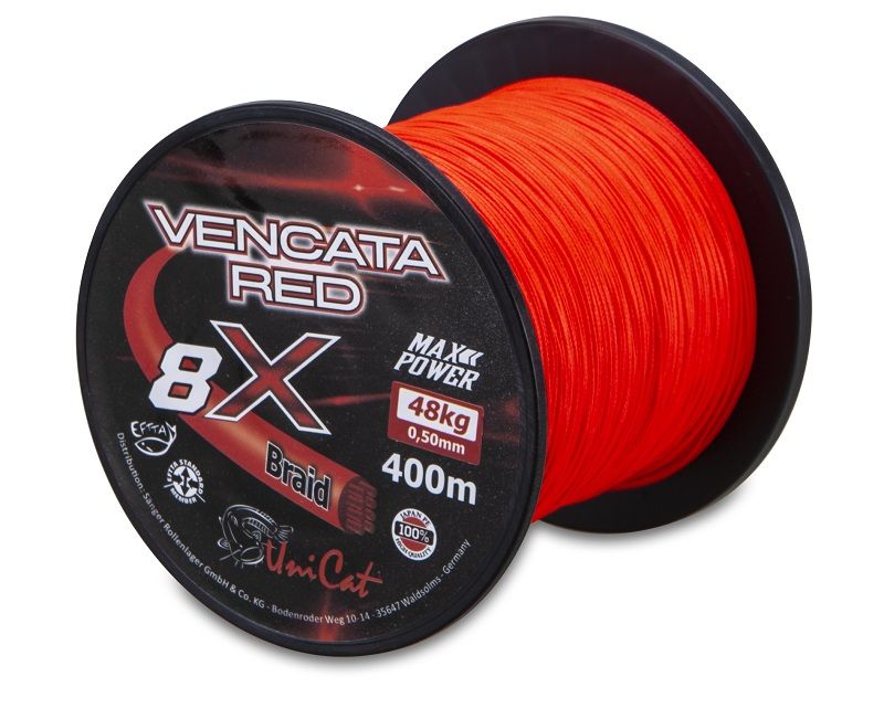 Uni Cat šňůra 8 X Vencata Red 0,50mm, 400m, 48 kg Saenger